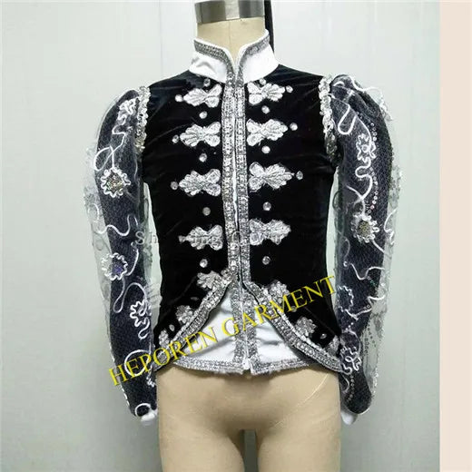 Custom Made Man Prince Purple Ballet Tunic Jacket,Prince Dance Costumes Elegant Ballet Lace Top For Man Or Children Kid