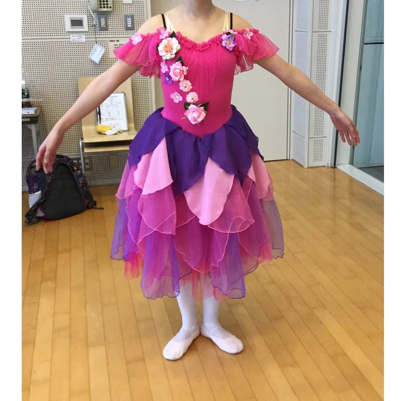 Custom Made Waltz of the Flowers Ballet's Cinderella Dress,Fairy Ballet Costumes Pink Flower Ballet Ballerina Costume