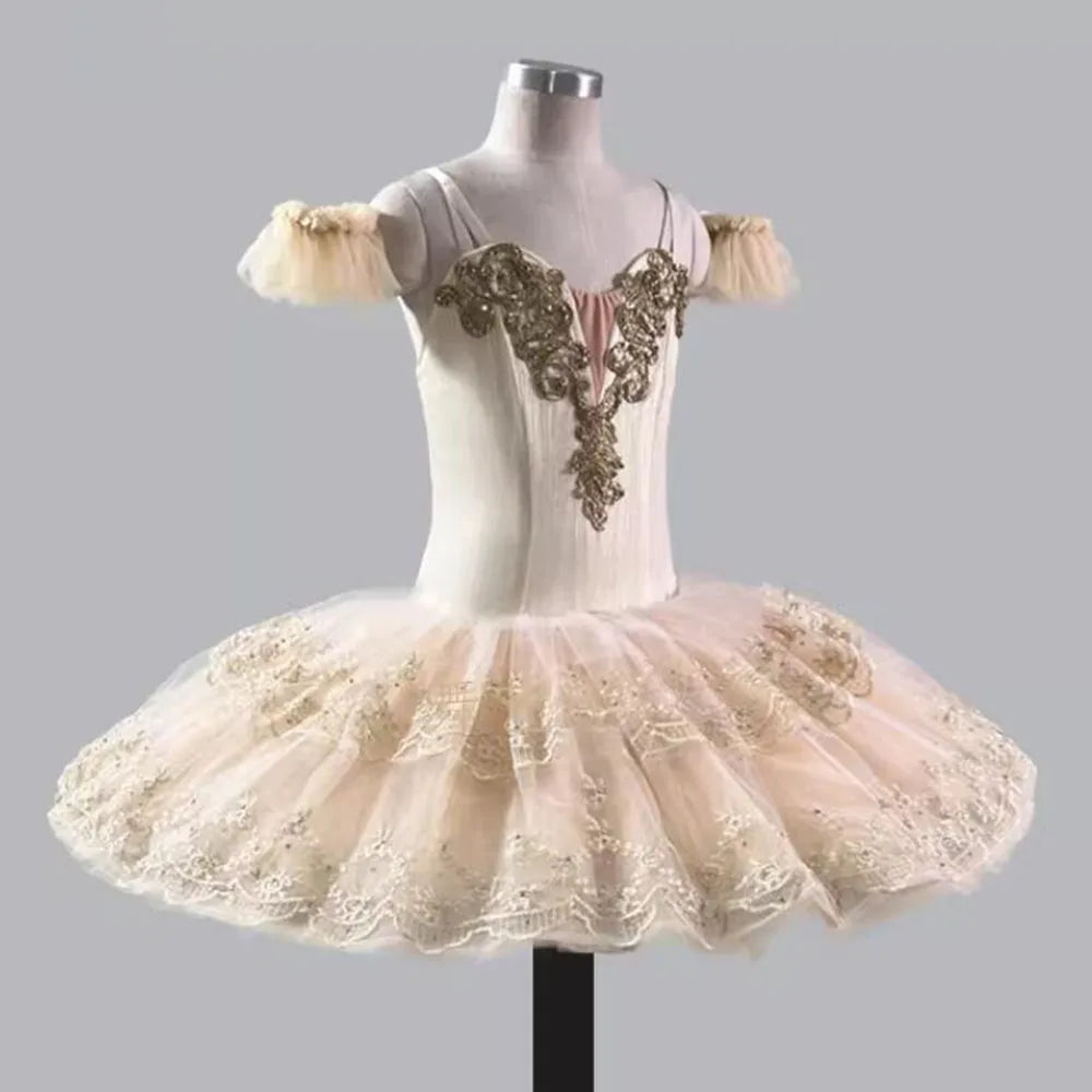 Customized Adult And Children's Champagne Gold Ballet TUTU Performance Competition Skirt Ballet Princess Dance Skirt