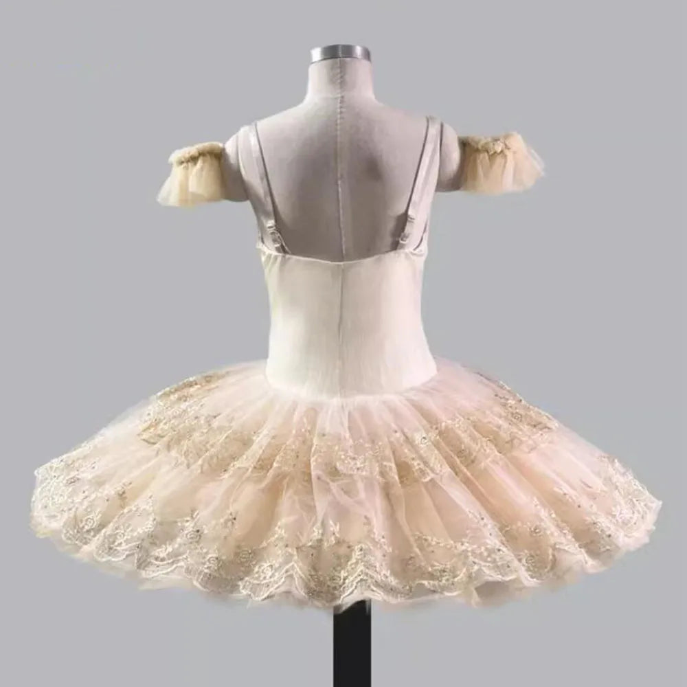 Customized Adult And Children's Champagne Gold Ballet TUTU Performance Competition Skirt Ballet Princess Dance Skirt