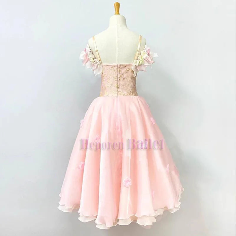 Customized Adult Children's Pink Long Yarn Ballet Dress Tchaikovsky Flower Garden Dance Nutcracker Ballet Skirt