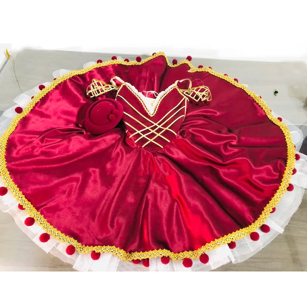 Customized Cherry Carrot Variations Ballet Skirt Deep Red Fluffy Short Gauze Dress Competition Performance Dance Skirt