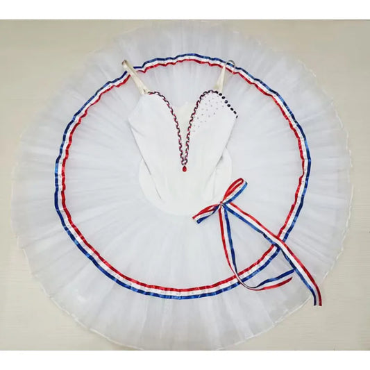 Customized High-end Adult Children's Ballet Costumes White Disc Skirt Tutu Paris Flame Competition Performance