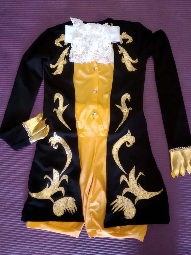 Customized Ice Figure Skating Coat Pants For Candle Man Of Lumiere Costumes Beauty And The Beast Adult Or Child Competition