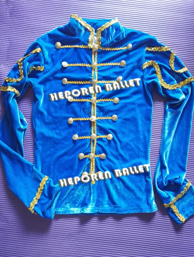 Customized Men Velvet Ballet Jacket With Button Decoration/Prince Dance Costumes,Ballet Top For Male Adult Boy Coats