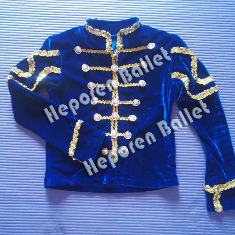 Customized Men Velvet Ballet Jacket With Button Decoration/Prince Dance Costumes,Ballet Top For Male Adult Boy Coats