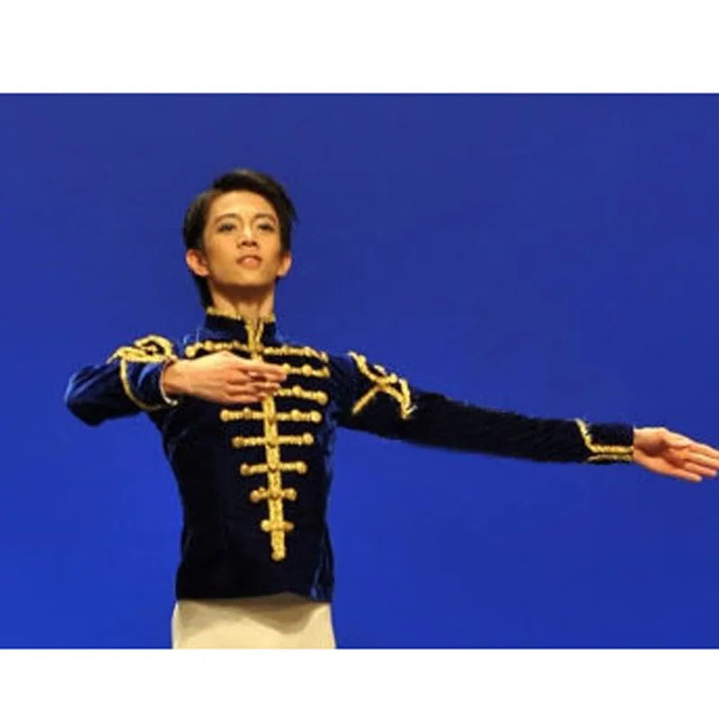 Customized Men Velvet Ballet Jacket With Button Decoration/Prince Dance Costumes,Ballet Top For Male Adult Boy Coats