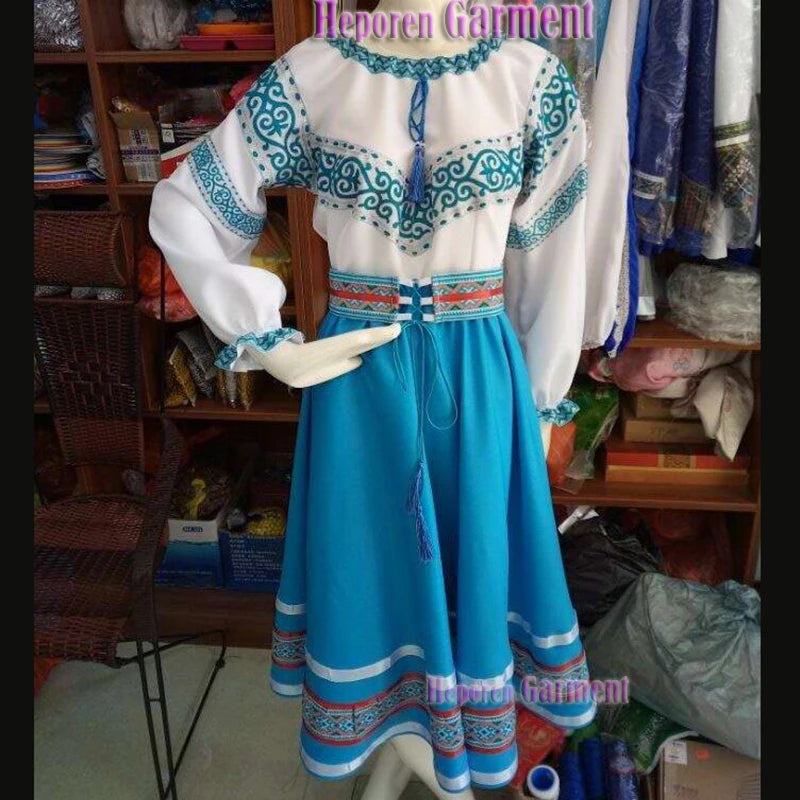 Customized Royal Blue Ukraine Dancing Costumes Clothing,Large Hem  Dance Dress Women's Skirt