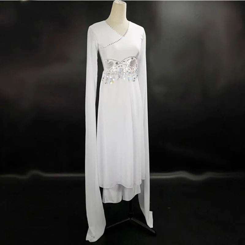 Female White Or Other Colors Extra-Long Sleeve Dance Dress,Chinoiserie Style Costumes For Dancing Long Dress Pants Modern Dance