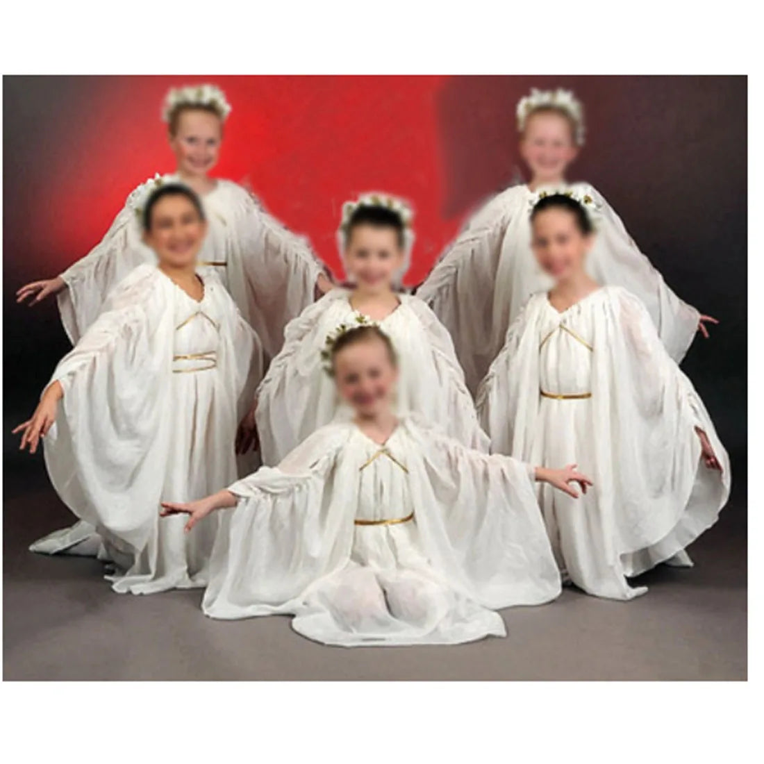 Girl Big Sleeve And Skirt Angel White Ballet Dress Long Costumes With Golden Trims,Custom Made Balet Dress For Performance