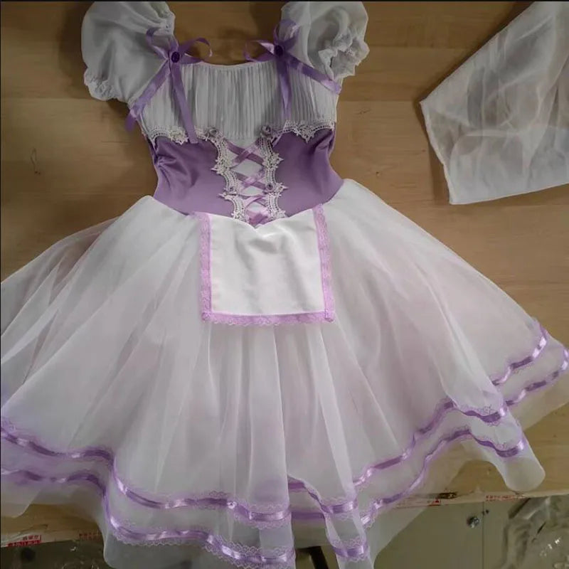 Girls' Green Or Purple Ballet Dress, Long Gauze Skirt For Gabriella'S Daughter Giselle'S Performance Costume