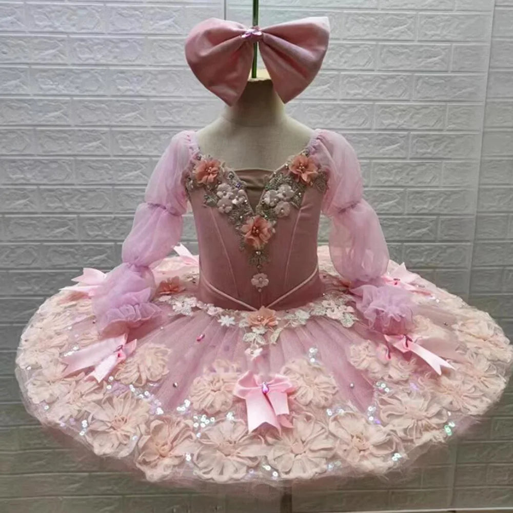 Girls' Pink Ballet Tutu Doll Fairy Performance Dress 8 Layer Yarn Skirt