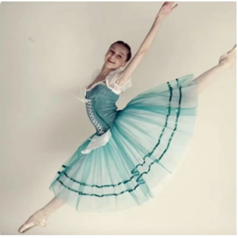 Giselle Ballet Tutu Costumes Green Ballerina Dress, Adult Or Chidren's Romantic Long Ballet Dresses Drop Ship