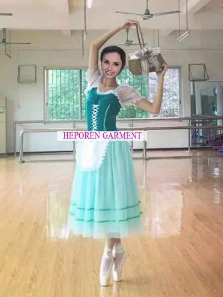 Giselle Ballet Tutu Costumes Green Ballerina Dress, Adult Or Chidren's Romantic Long Ballet Dresses Drop Ship