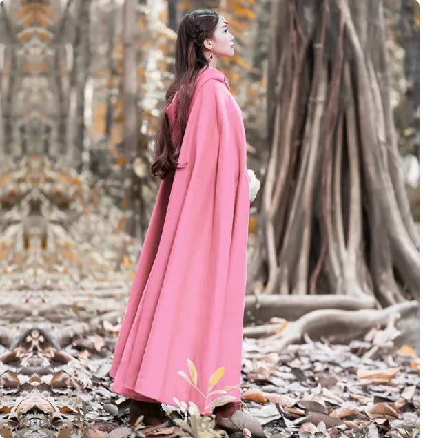 Good Quality Plus Size Cape With Hat Poncho Cardigan For Movie Female Long Hoody Batwing Cloak Party In Many Colors