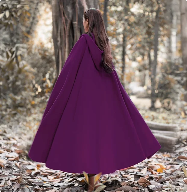 Good Quality Plus Size Cape With Hat Poncho Cardigan For Movie Female Long Hoody Batwing Cloak Party In Many Colors