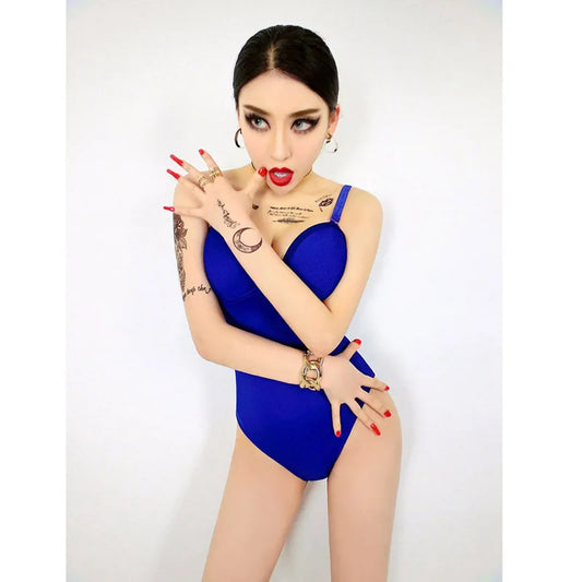 Sexy Club Leotard Jumpsuit Black Corset Tube Body Top Sleeveless DJ Costumes