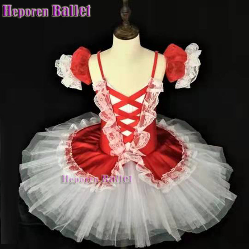 Children Custom Ballet Performance Tutu Skirt For Little Red Riding Hood, Female Variation Big Red Ballet Dress Costume