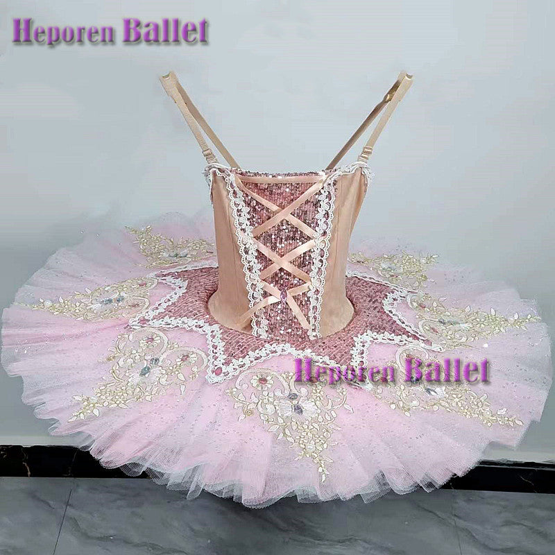 Customized Girls Pink Sleeveless Flower Fairy Ballerina Tutu Dress For ''Doll'' Ballet Repertoire Show Or Competition