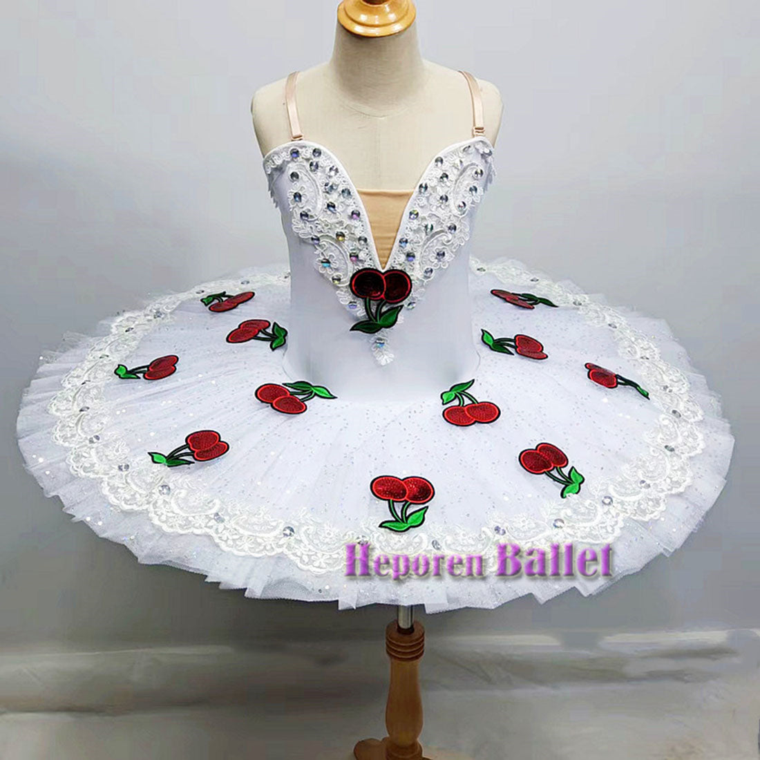 Children's Chipollino Ballet Tutu Dress,Girl Cherry Radish Performance Ballet Dress Dance Tutu