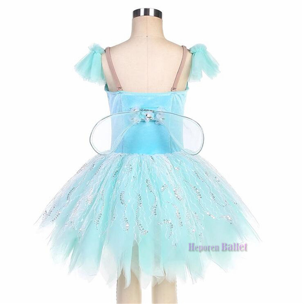 Cream Or other colors Fairy Ballet Tutu with Wings Rhinestone Embellished Bodice, Sparkly Tulle Skirt Professional Ballerina Costume