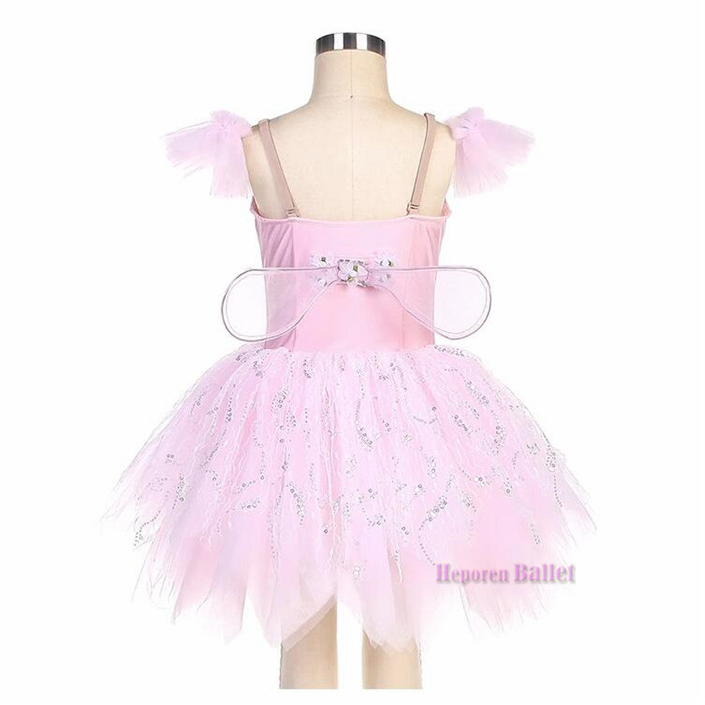 Cream Or other colors Fairy Ballet Tutu with Wings Rhinestone Embellished Bodice, Sparkly Tulle Skirt Professional Ballerina Costume