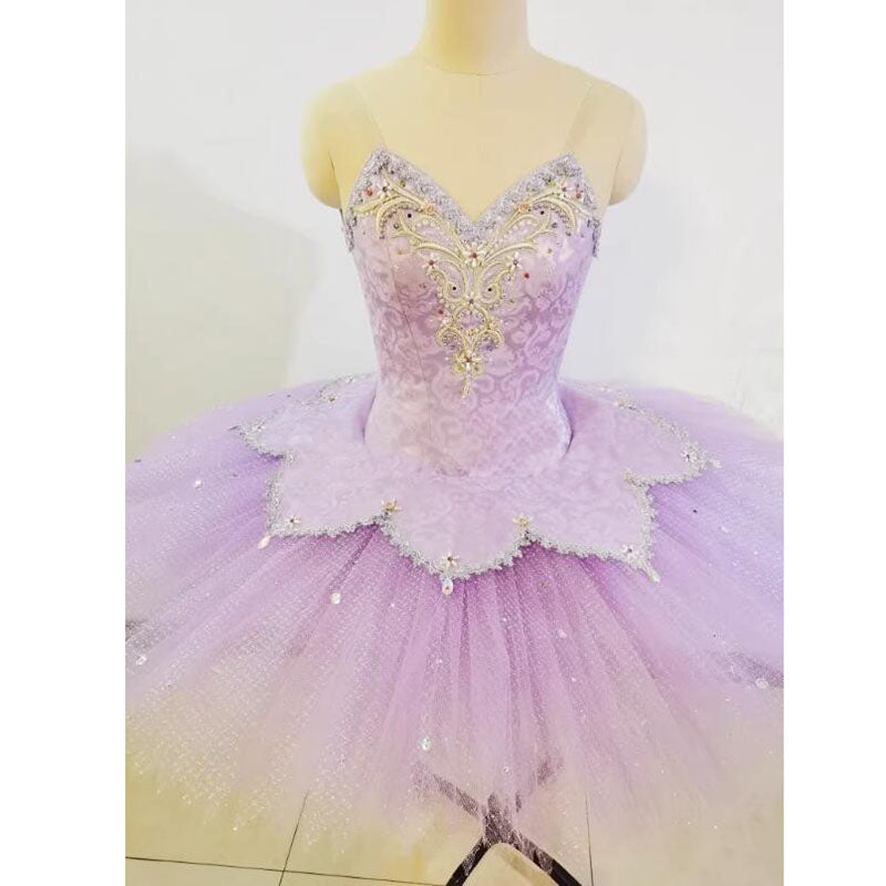 Custom Made Violet Ballet Tutu For The Sugar Plum Fairy, Nutcracker Ballet Dress With Hard Yarn For Performance