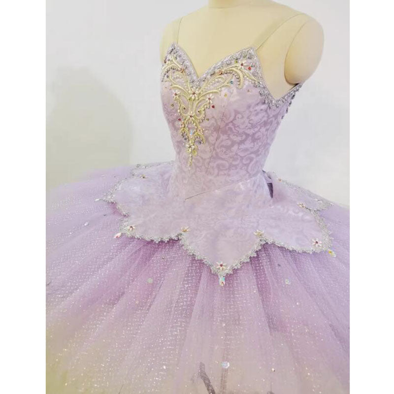 Custom Made Violet Ballet Tutu For The Sugar Plum Fairy, Nutcracker Ballet Dress With Hard Yarn For Performance