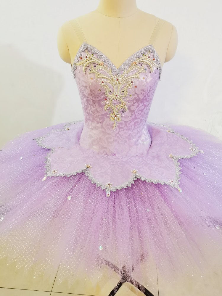 Custom Made Violet Ballet Tutu For The Sugar Plum Fairy, Nutcracker Ballet Dress With Hard Yarn For Performance