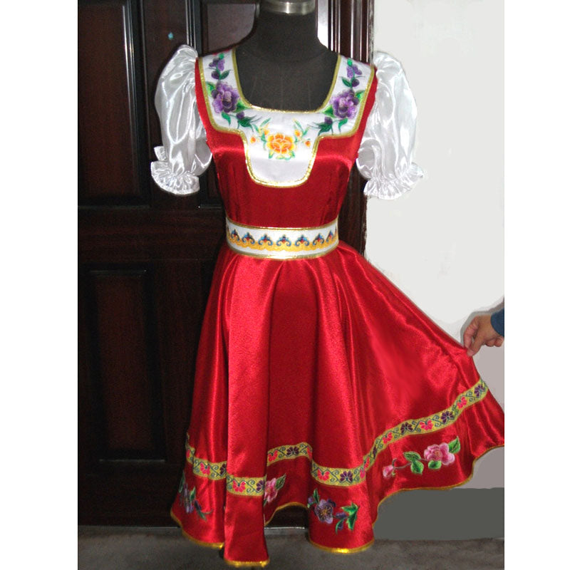 Ethnic Group Russia Red National Dance Dress, Custom Made Blue Folk Dance Costume
