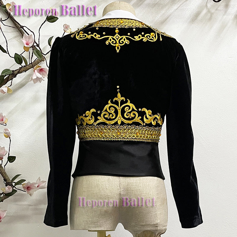 Professional Customized Spain Men's Prince Ballet Top Two-piece Set Of Balet Jackets For Stage Performance Costumes