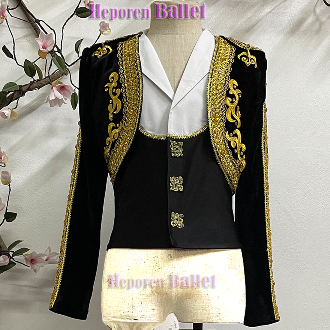 Professional Customized Spain Men's Prince Ballet Top Two-piece Set Of Balet Jackets For Stage Performance Costumes