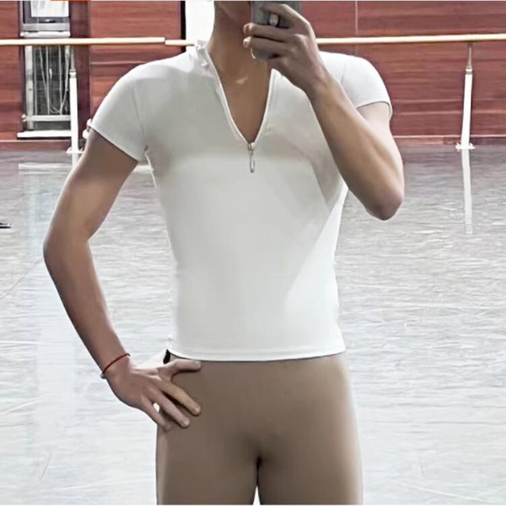 Men's Adult Ballet Dance Training Shirt Ballet Body Suit Basic Practice Tight T-shirt