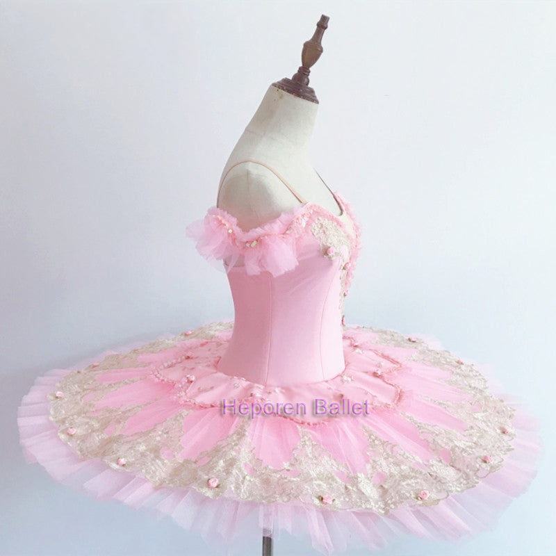 Pink Stiff Fairy Tutu Ballet Flower Tutus,Ballet Dress For Competition Classical Pancake Tutu Costumes