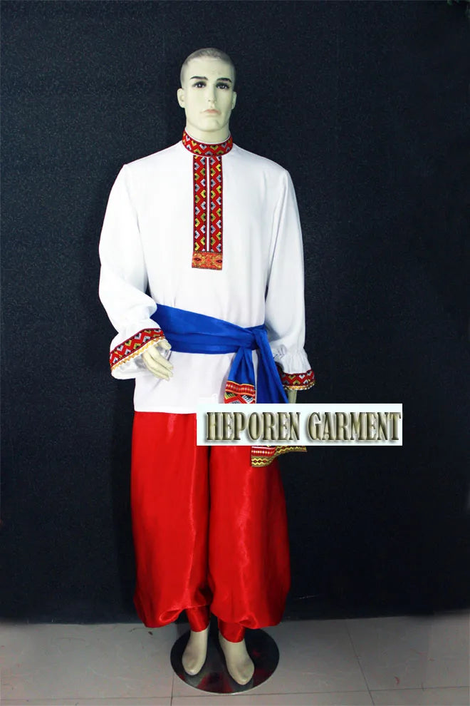 Boy Or Man Russia National Tradional Costumes,Russian Folk Dance Jacket And Pants With Belt Drop Ship