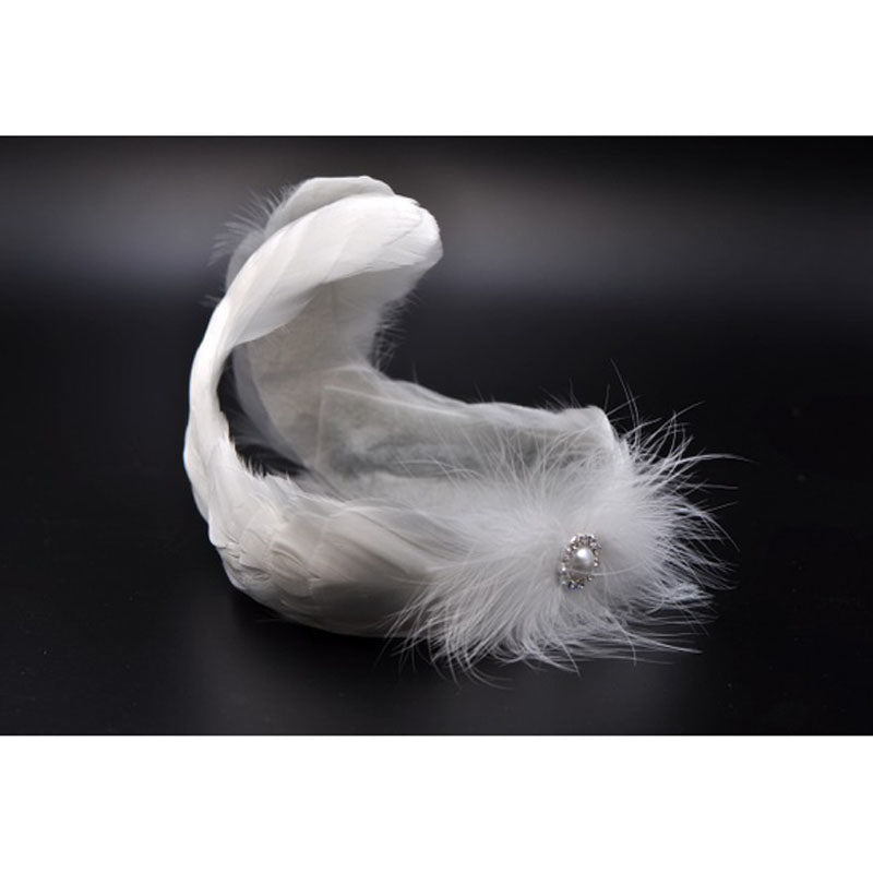 Hand Made White Or Black Ballet Feather Headband With Peal Hair Accessories, Swan Princess Headdress Nutcracker Headpiece