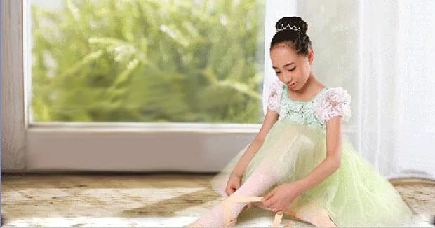 Adult Or Children Balle Stage Costumes Bodice & Tulle Skirt, Girls Light Green Flower Fairy Ballet Tutus HB663