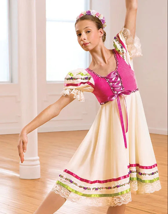 Lace Sequins Gabelia Ballet Dresses With Leotard,Daughter of the Pharaoh Folk Ballet Dress With Rainbow Ribbon Drop Ship