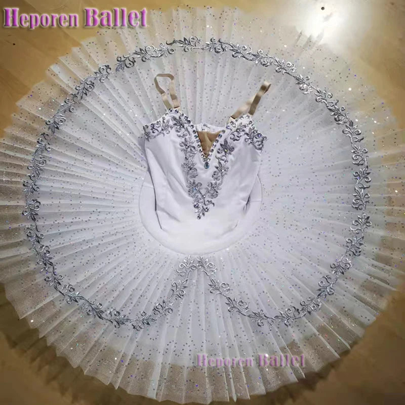 Girl White Ballet Dance Tutu Skirt For Flower Fairy Costume Glitter Decoration Performance