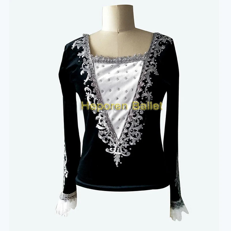 Custom Made Adult Children Prince Giselle Ballet Tunic Clothes,Male's Stage Dance Costumes Long Sleeves Rhinestone Decoartion