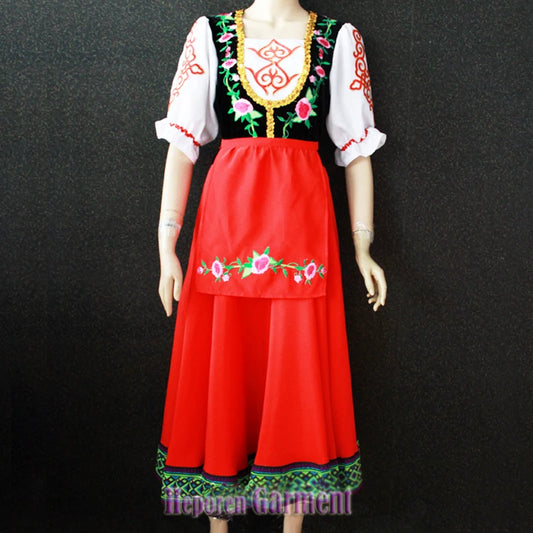 High Quality Red Or Purple Russia National Costumes Female Suit Russian Tradtional Clothing Dance Party Dress