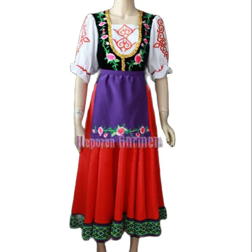 High Quality Red Or Purple Russia National Costumes Female Suit Russian Tradtional Clothing Dance Party Dress