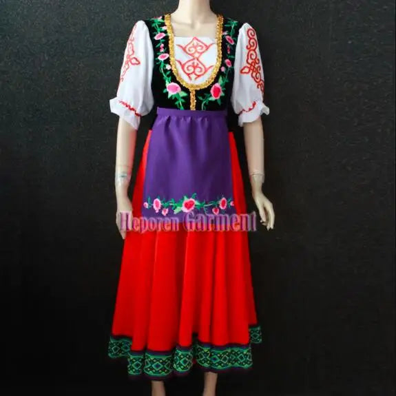 High Quality Red Or Purple Russia National Costumes Female Suit Russian Tradtional Clothing Dance Party Dress