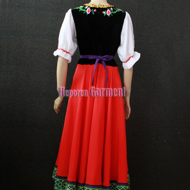 High Quality Red Or Purple Russia National Costumes Female Suit Russian Tradtional Clothing Dance Party Dress