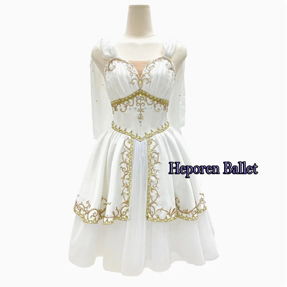 High Quality The Awakening of Flora Ballet Dress Pleated Chest,Customized White Awakening Flower Goddess Variations Balet Tutu