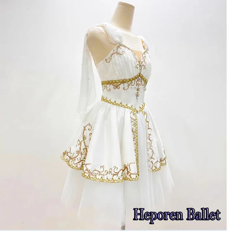 High Quality The Awakening of Flora Ballet Dress Pleated Chest,Customized White Awakening Flower Goddess Variations Balet Tutu