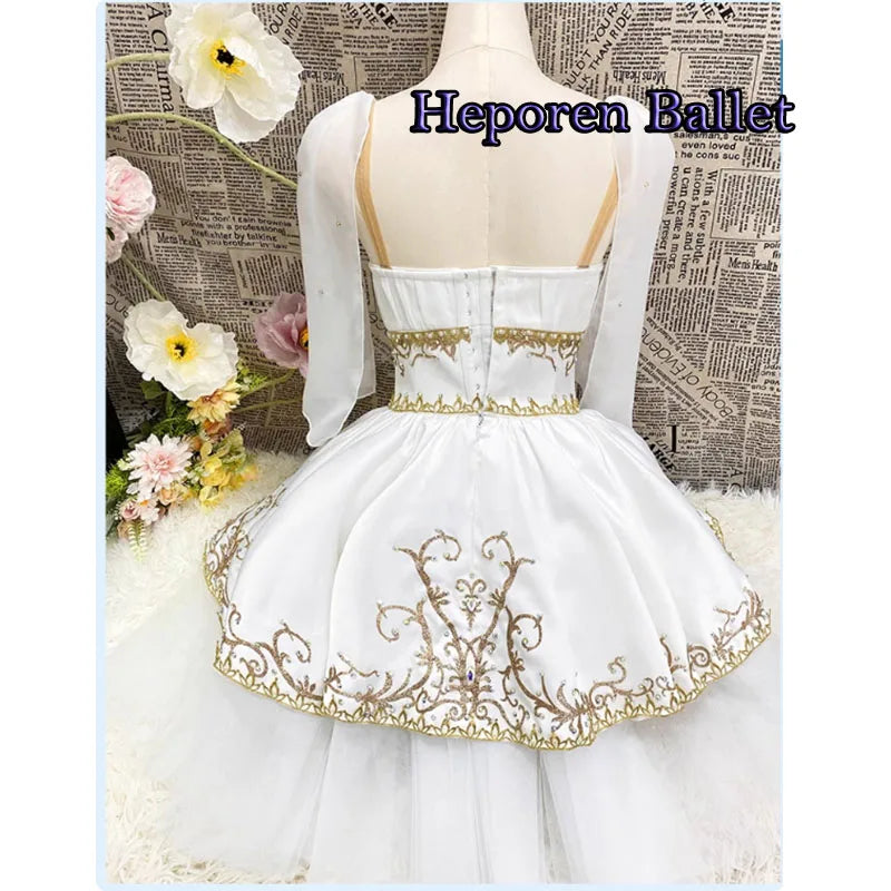 High Quality The Awakening of Flora Ballet Dress Pleated Chest,Customized White Awakening Flower Goddess Variations Balet Tutu