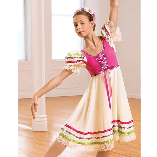 Lace Sequins Gabelia Ballet Dresses With Leotard,Daughter of the Pharaoh Folk Ballet Dress With Rainbow Ribbon Drop Ship