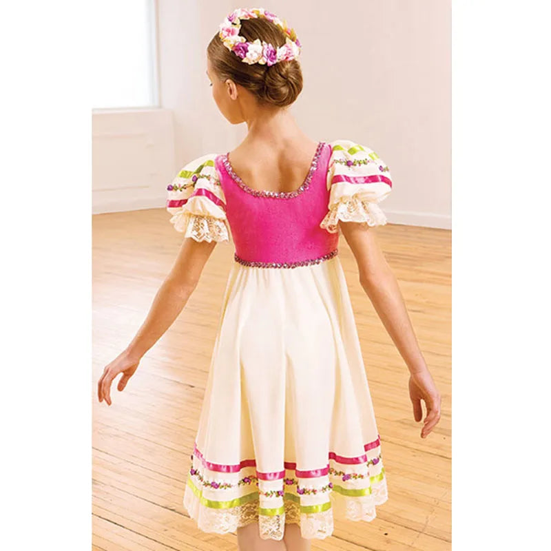 Lace Sequins Gabelia Ballet Dresses With Leotard,Daughter of the Pharaoh Folk Ballet Dress With Rainbow Ribbon Drop Ship