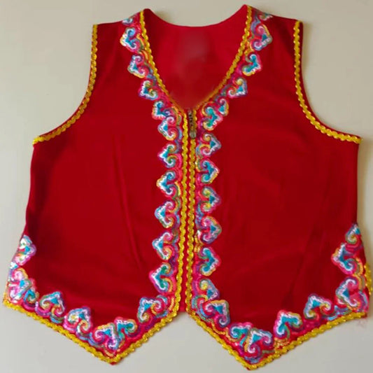 Men's Ballet Dance Vest Green Or Blue Or Red Prince Embroidered Ballet Vest Stage Performance Costume